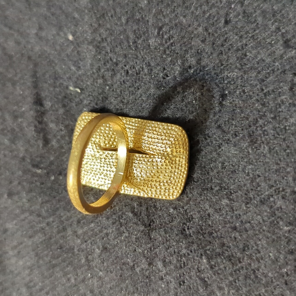 Solid Brass Clear Cz Split Rectangle Statement Ri… - image 5